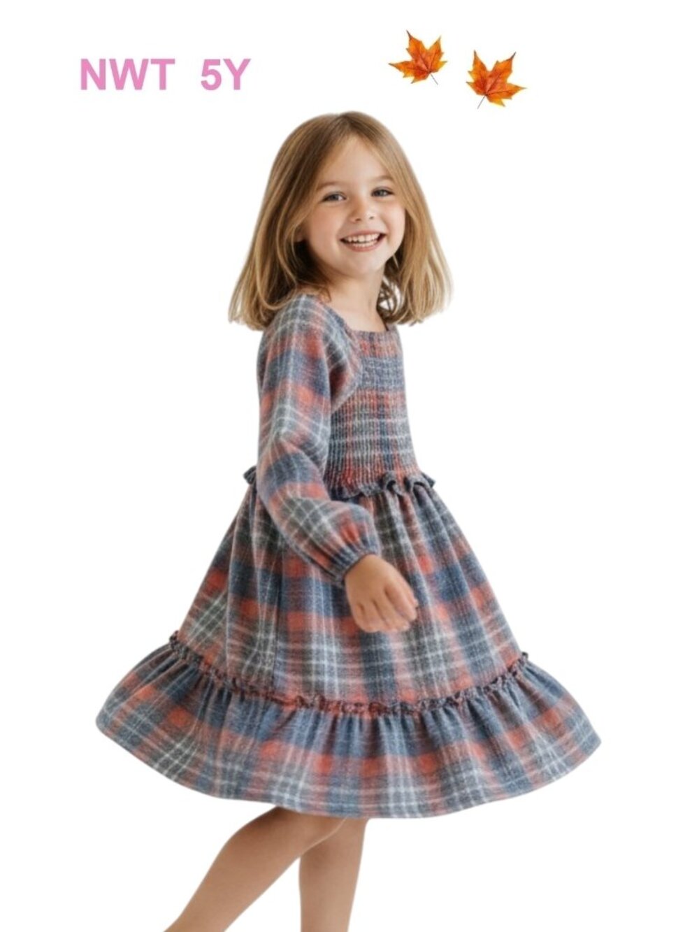 Vignette Orange Plaid Woven Dress - size 5Y